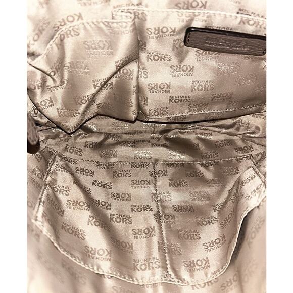 Michael Kors Brooklyn Grommet Leather Taupe Hobo Convertible Bag Authenticated - Picture 7 of 10